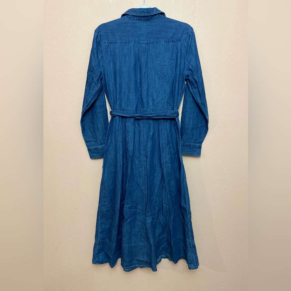 LOFT Petite Chambray Belted Midi Pocket Shirtdress - Picture 6 of 7